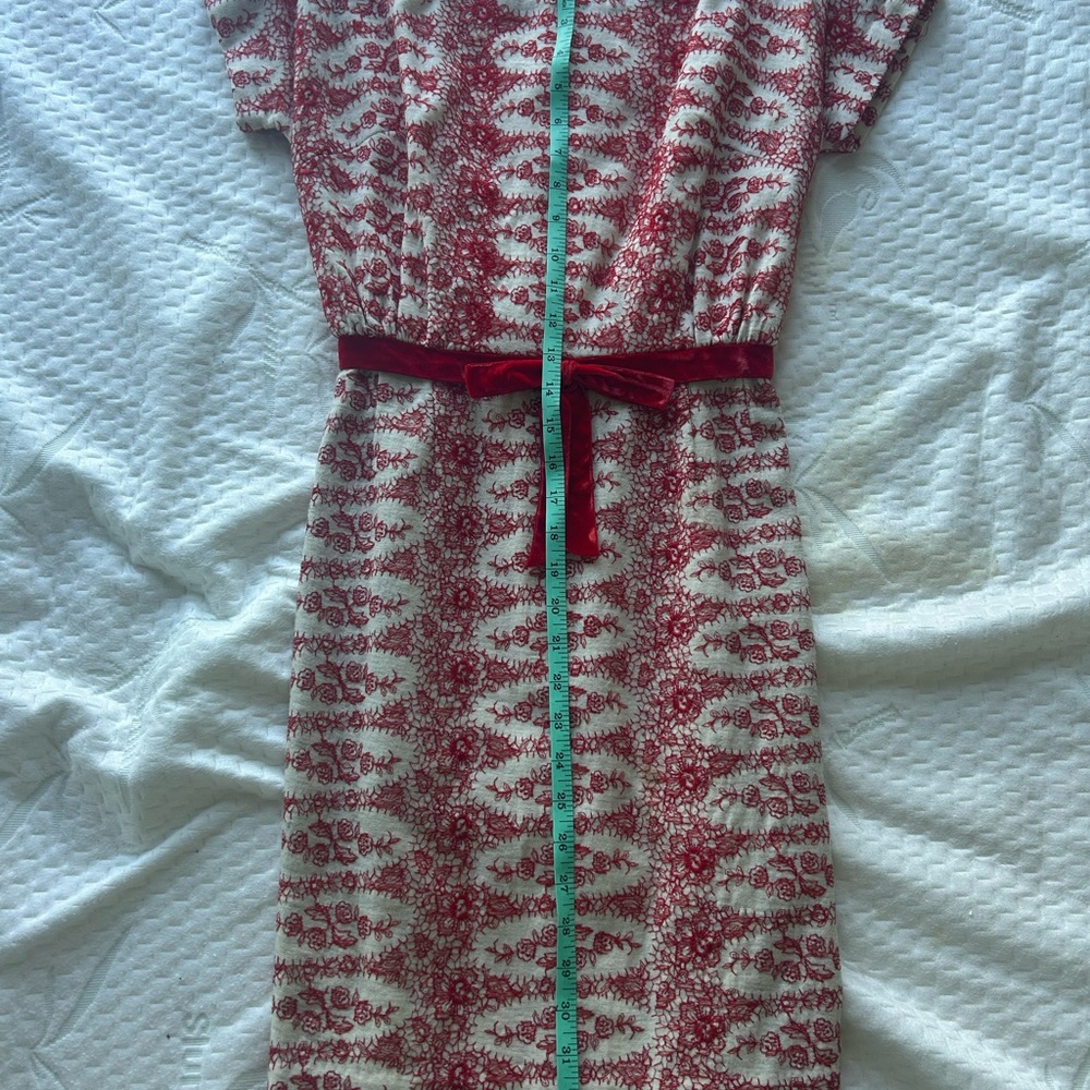 ❣️ *True Vintage* Pretty Red and Cream Embroidered Floral Dress - Picture 7 of 15
